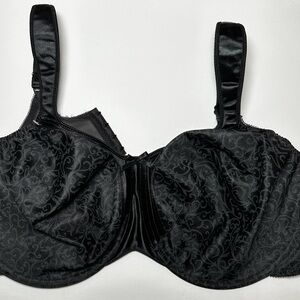 Bali Bra 42DD Black Satin Minimizer 3562 Underwire Non Padded Mesh Sides